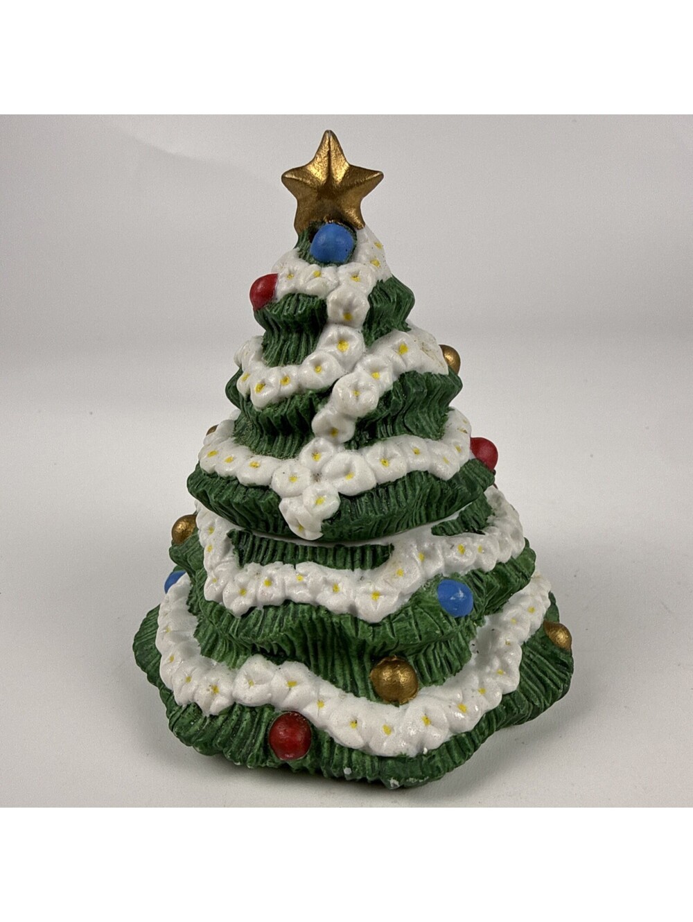Roman Inc Christmas Tree Salt Pepper Shakers Vintage Stackable Ceramic Set 4"